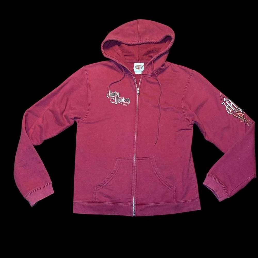 Harley-Davidson Women's Maroon Full‑Zip Hoodie 2007